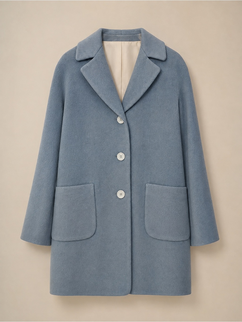 Max Mara–Inspired Wool Coat | Dusty Blue